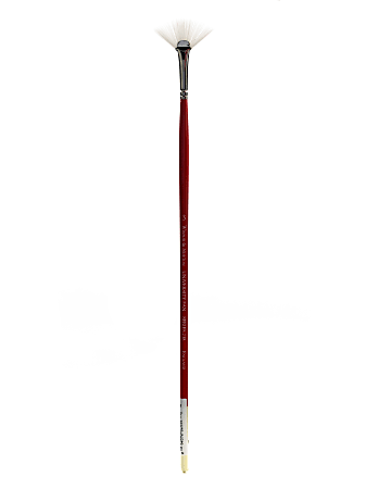 Winsor & Newton University Series Long-Handle Paint Brush 238, Size 3, Fan Bristle, Red