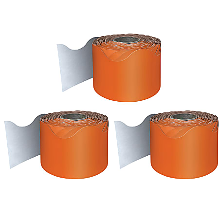 Carson Dellosa Education Rolled Scalloped Borders, Orange, 65' Per Roll, Pack Of 3 Rolls