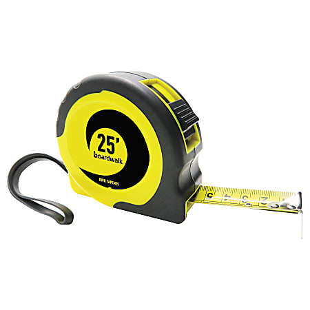 Boardwalk Easy-Grip Tape Measure, 25&#x27;, Black/Yellow