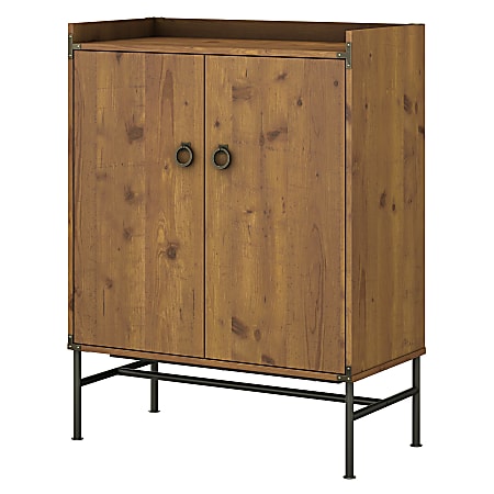 kathy ireland® Home by Bush Furniture Ironworks Storage Cabinet with Doors, Vintage Golden Pine, Standard Delivery