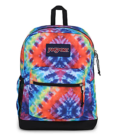 Jansport Cross Town Plus Backpack With 15” Laptop Pocket, Red Multi Hippie Days