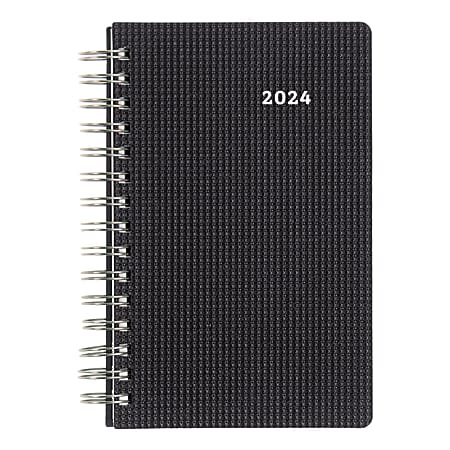 Recycled Weekly Appointment Book, 8 x 5, Black Cover, 12-Month (Jan to Dec): 2024