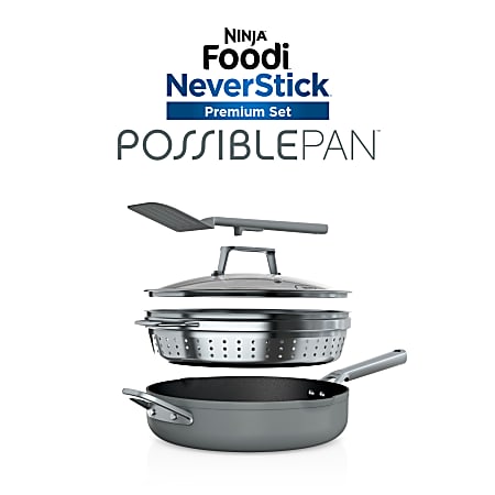Ninja Foodi NeverStick Premium Saucepan With Glass Lid 3.5 Qt Gray - Office  Depot