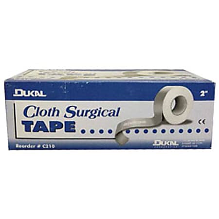 Dukal Hypo-Silk Cloth Surgical Tape, 2" x 10', White, Pack Of 6