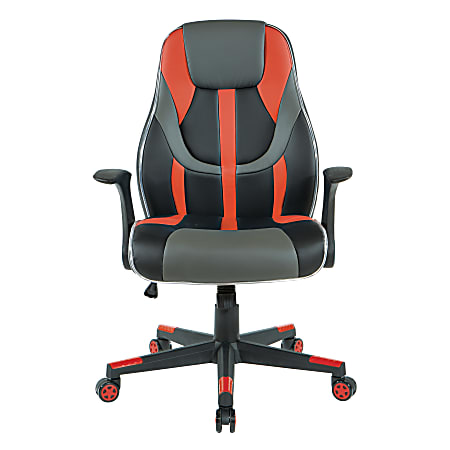 Office Star™ Output Faux Leather Gaming Chair, Black/Red