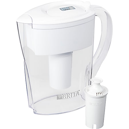 Brita Small 6 Cup Space Saver Water Pitcher with Filter - BPA Free - Pitcher - 40 gal Filter Life (Water Capacity)2 Month Filter Life (Duration) - 6 Cups Pitcher Capacity - 2 / Carton - White