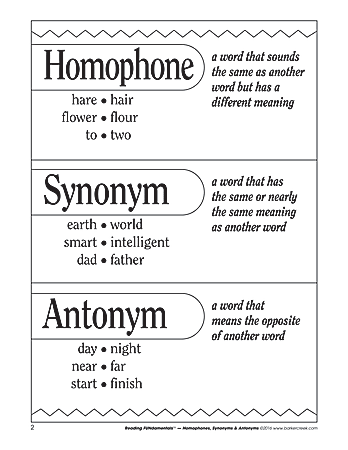 Synonyms Antonyms Homonyms Spreadsheet Activity