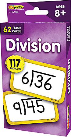 Teacher Created Resources Flash Cards, Division, 3-1/8", 5-1/8", Total Qty 62