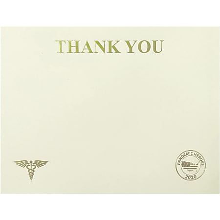 St. James® Premium-Weight Certificates - 65 lb Basis Weight - "Thank You" - 8.5" x 11" - Inkjet, Laser Compatible - Ivory, Gold Foil - 25 / Pack - TAA Compliant