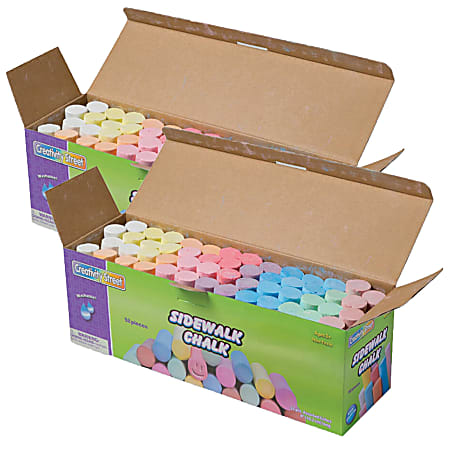 Creativity Street Sidewalk Chalk, 4", Assorted Colors, 52 Pieces Per Box, Pack Of 2 Boxes