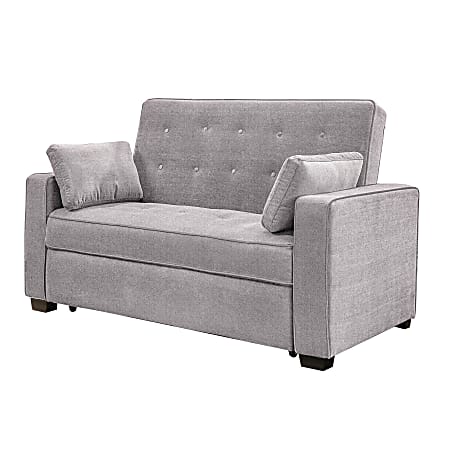 Lifestyle Solutions Serta Andrew Convertible Sofa, Queen Size, 39-3/5”H x 72-3/5”W x 37-3/5”D, Light Gray