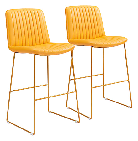 Zuo Modern Mode Bar Stools, Yellow, Set Of 2 Stools