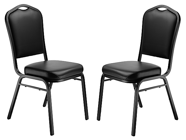 National Public Seating 9300 Series Deluxe Upholstered Banquet Chairs, Panther Black/Black, Pack Of 2 Chairs