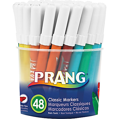 Prang® Classic Art Markers, Bullet Tip, Assorted Colors, Box Of 48