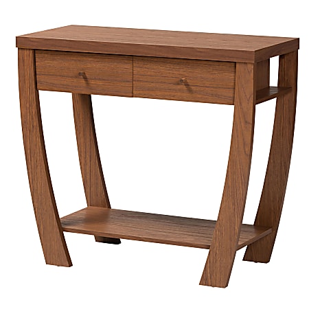 Baxton Studio Capote 2-Drawer Console Table, 31-3/4”H x 35-7/16”W x 15-3/8”D, Walnut Brown