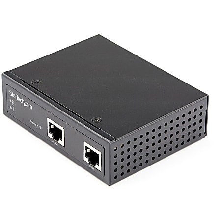 StarTech.com Industrial Gigabit Ethernet PoE Injector 30W 802.3at PoE+ Midspan 48V-56VDC Power Over Ethernet Injector Adapter - POEINJ30W