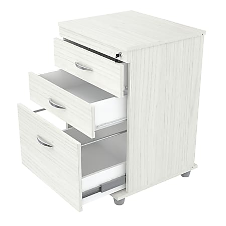 Inval 17-11/16"D Vertical 3-Drawer File Cabinet, Laricina White