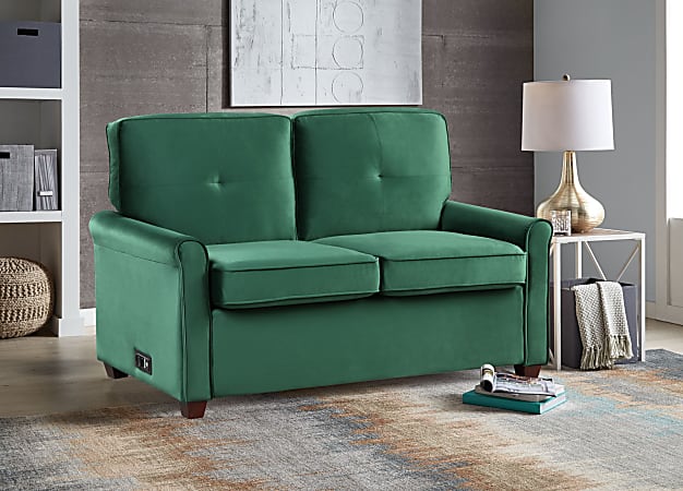 Lifestyle Solutions Antonine Sleeper Loveseat Green Office Depot