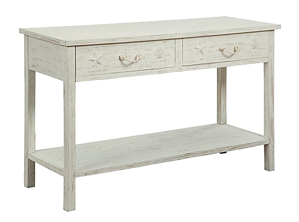 Coast to Coast Sanibel 2-Drawer Console Table, White Rub
