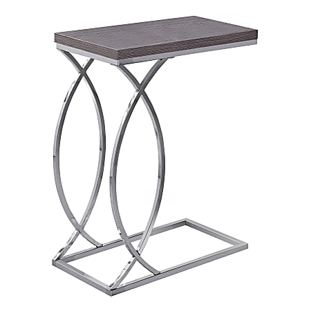 Monarch Specialties Side Accent Table, Rectangular, Gray/Chrome