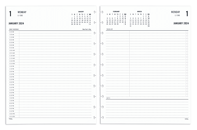 TUL® Discbound Daily Planner Refill Pages, Half-Hourly