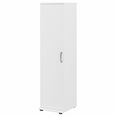 Bush Business Furniture Universal Tall Narrow Storage Cabinet With Door And Shelves White Standard Delivery Office Depot