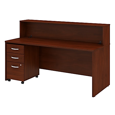 Bush Business Furniture Studio C 72"W x 30"D Reception Desk With Shelf And Mobile File Cabinet, Hansen Cherry, Standard Delivery