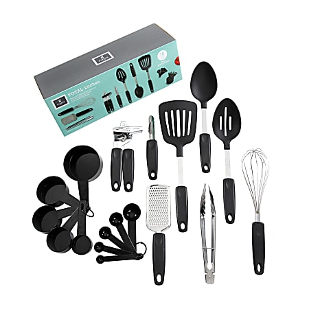 Gibson Home Total Kitchen Chefs Better Basics Gadgets And Tools Combo Set, Black, Set Of 18 Pieces
