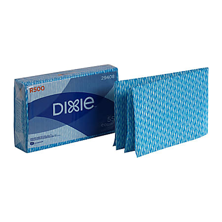 GP Pro Dixie™ R500 Disposable Food Service Towels, White/Blue, 55 Sheets Per Pack, Case Of 6 Packs