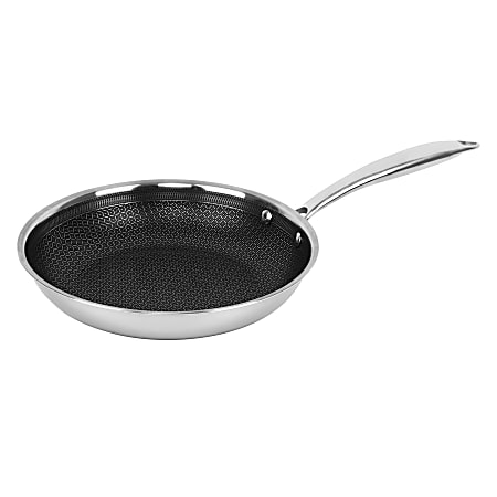 Brentwood 3-Ply Hybrid Non-Stick Stainless Steel Induction-Ready Frying Pan, 9-1/2", Silver