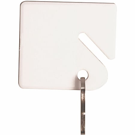 Sparco Square Key Tags - 4.75" Length x 1.40" Width - Square - Hook Fastener - Plastic - White - 1 Pack