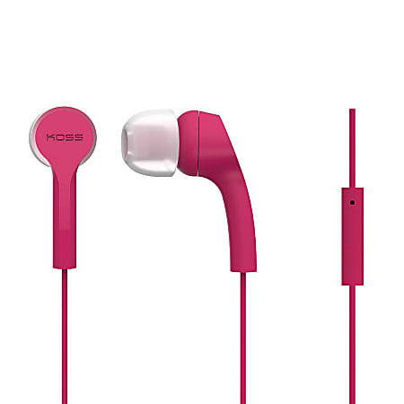 KOSS KEB9i Earbuds With Microphone And In-Line Remote, Pink, 192584.101