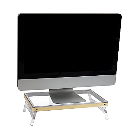 Mind Reader Cosmopolitan Collection Monitor Stand For 22" Monitors, 4-5/16"H x 16-1/2"W x 10"D, Gold
