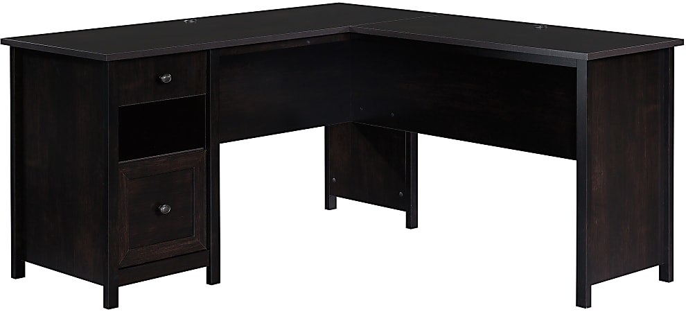 Sauder® County Line 61"W L-Shaped Office Desk With File Drawer, Estate Black