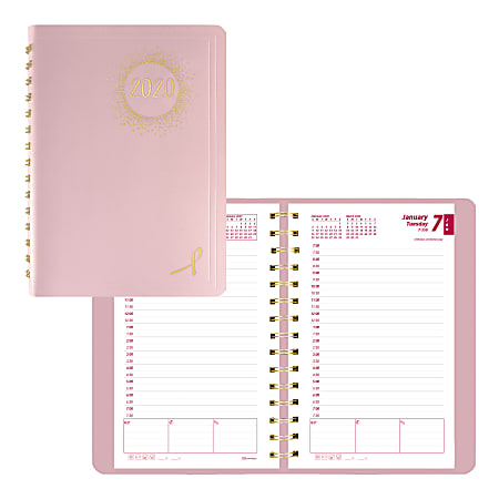 Brownline® Daily Planner, 8" x 5", Pink, January 2020 to December 2020
