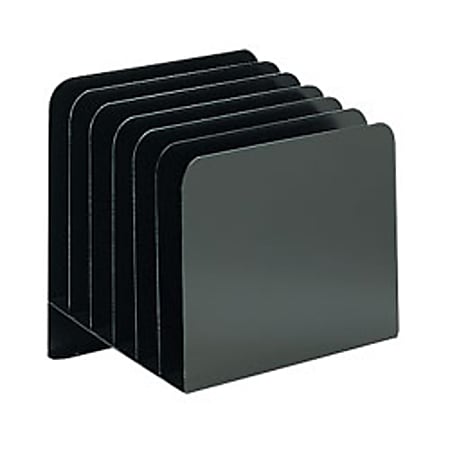 Office Depot® Brand Slanted 6-Compartment Vertical File Organizer, 51% Recycled, Black