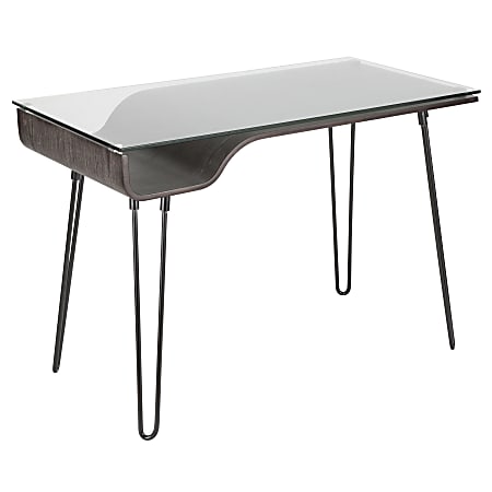 Lumisource Avery Mid-Century Modern Desk, Dark Gray/Black