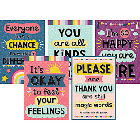 Teacher Created Resources Oh Happy Day Posters, 19" x 13-3/8", Set Of 5 Posters Posters