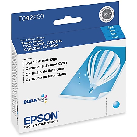 Epson® T0422 DuraBrite® Cyan Ink Cartridge, T042220