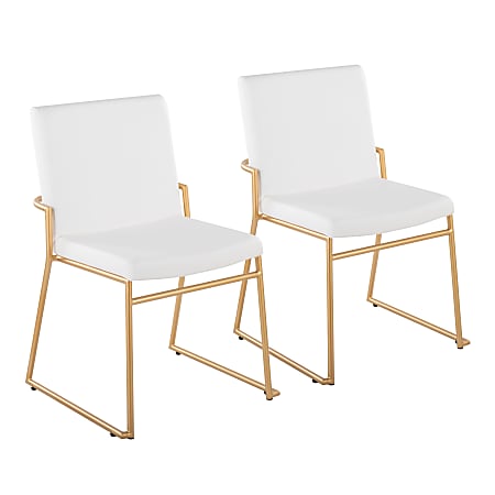 LumiSource Dutchess Contemporary Dining Chairs, White/Gold, Set Of 2 Chairs