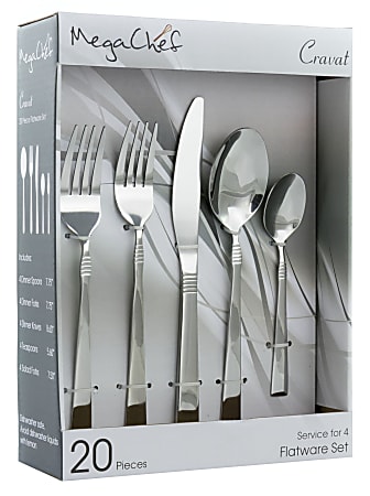 Oster Silvermist 20 Piece Stainless Steel Flatware Set with Steak Knives