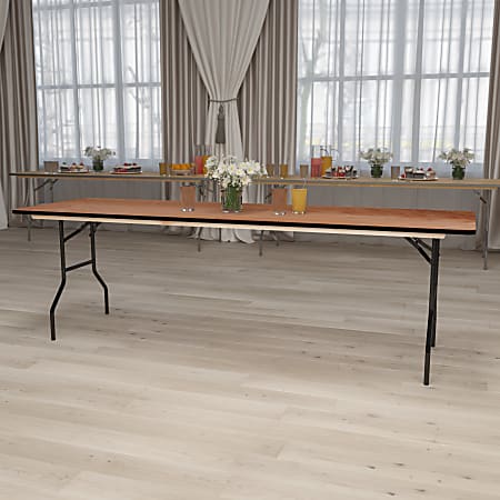 Flash Furniture Rectangular Wood Folding Banquet Table, 30-1/4"H x 30"W x 96"D, Natural/Black