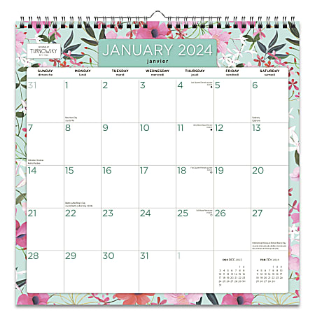 2024 Brown Trout Family Monthly Office Wall Calendar, 12" x 12", House Of Turnowsky Flower Shop, January To December