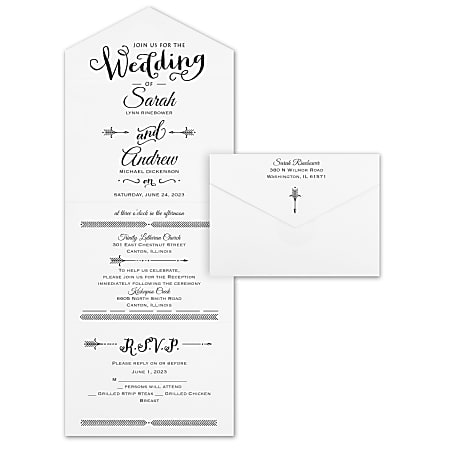 Custom Premium Wedding & Event Invitations, 6” x 15-3/8", Love's Arrow, Box Of 25 Cards