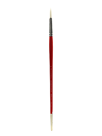 Winsor & Newton University Series Long-Handle Paint Brush 235, Size 6, Round Bristle, Red