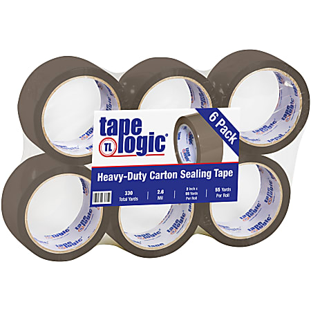 Tape Logic® Acrylic Sealing Tape, 3" Core, 2" x 55 Yd., Tan, Pack Of 6
