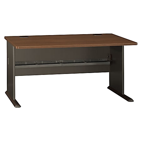 Bush Business Furniture Office Advantage Desk 60"W, Sienna Walnut/Bronze, Standard Delivery