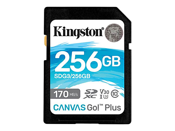 Kingston Canvas Go! Plus - Flash memory card - 256 GB - Video Class V30 / UHS-I U3 / Class10 - SDXC UHS-I