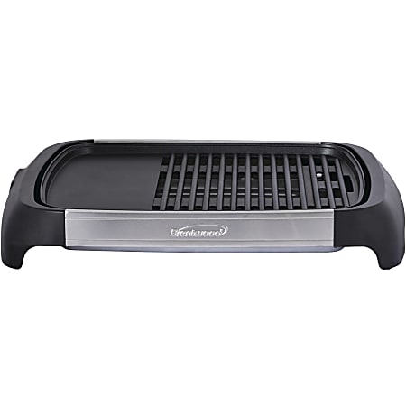 Brentwood Select TS-641 1200-Watt Electric Indoor Grill & Griddle, Stainless Steel - 1200 W - Electric - Indoor - Brushed Stainless Steel, Silver, Black Accent