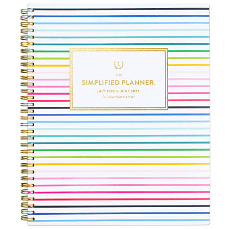 AT-A-GLANCE® Simplified By Emily Ley Academic Weekly/Monthly Planner, Letter Size, Happy Stripe, July 2022 To June 2023, EL80-905A